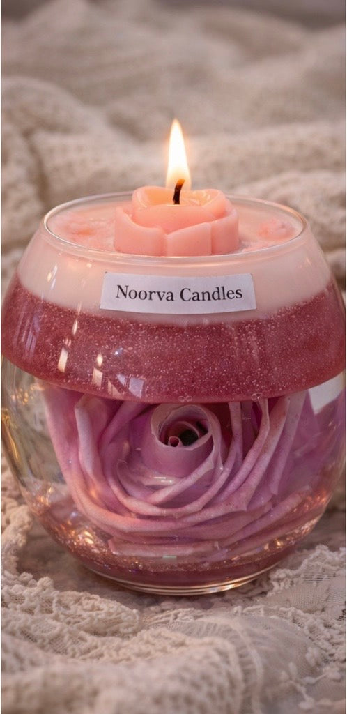 Rose bloom water candle