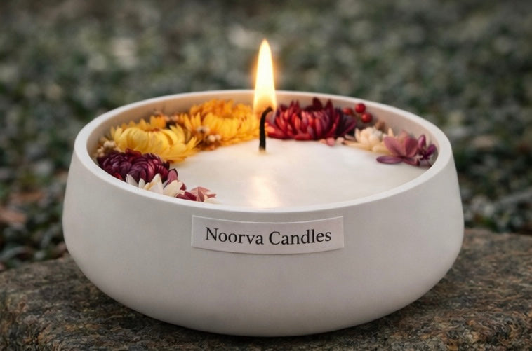 Round bowl flower candle