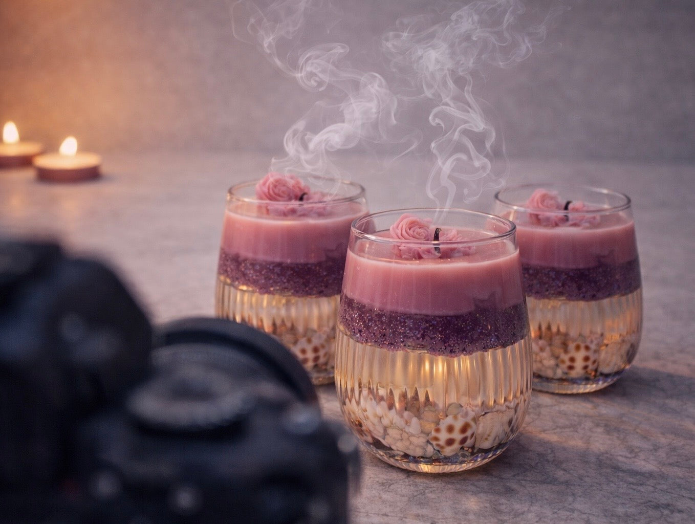 Ocean bloom water candle