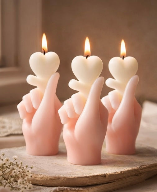 Hand heart candle