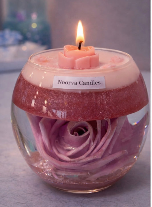 Rose bloom water candle