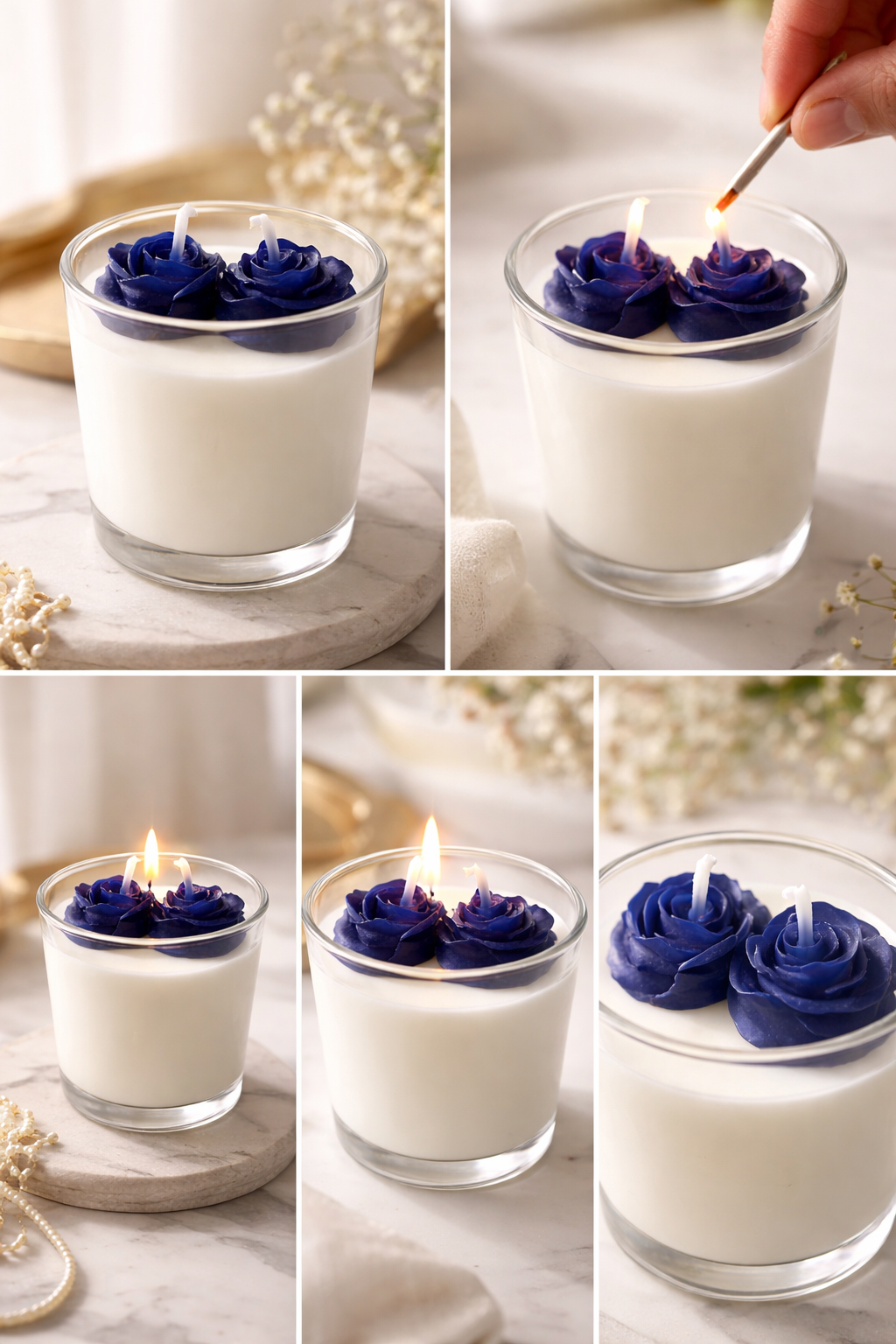 Crystal rose candle
