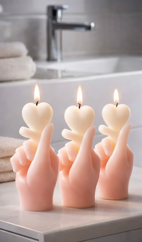 Hand heart candle