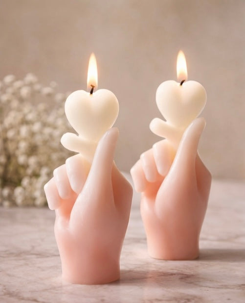 Hand heart candle