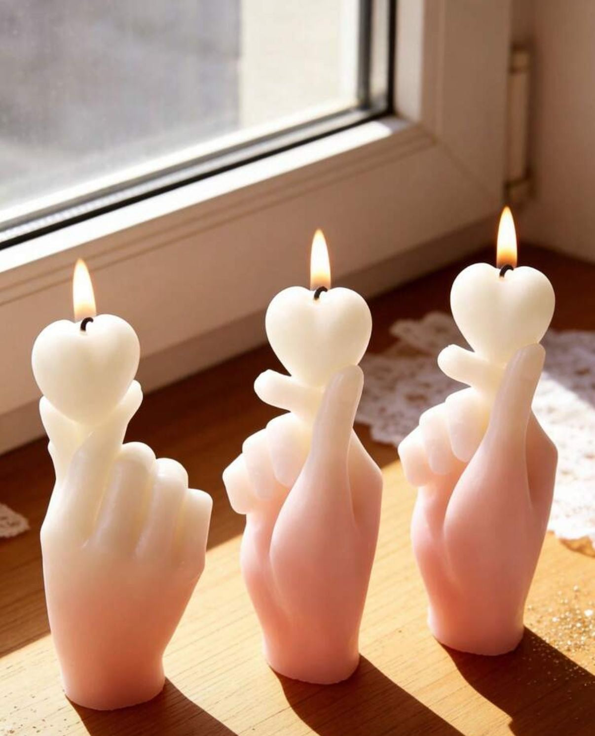 Hand heart candle