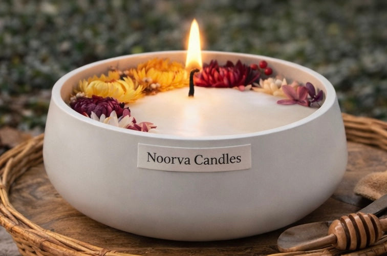 Round bowl flower candle