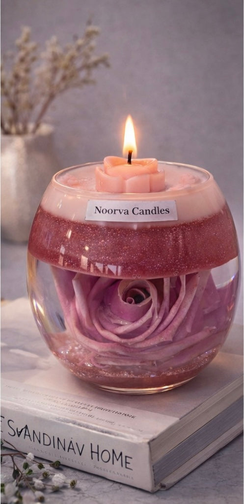 Rose bloom water candle
