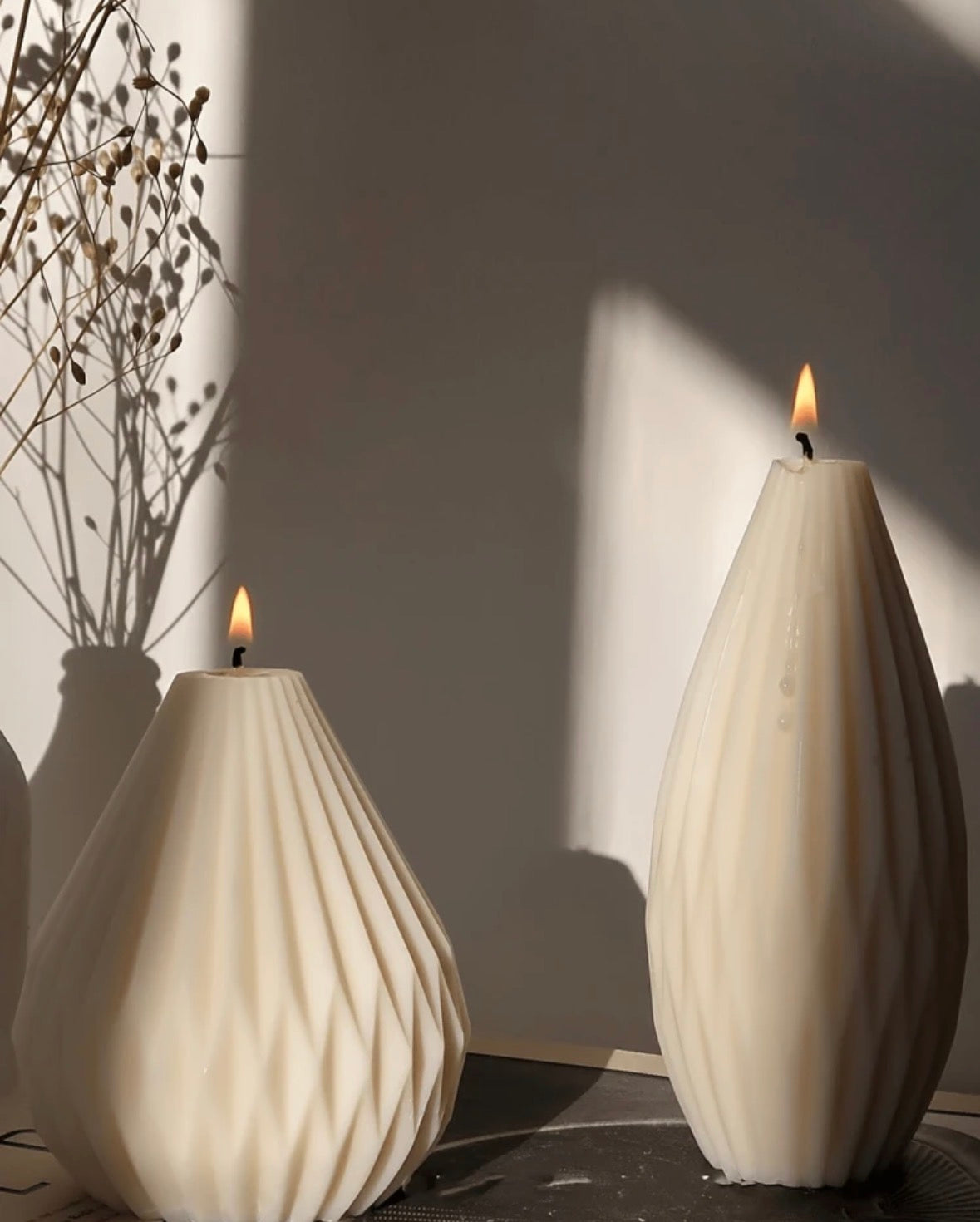 Pear shaped lines and st ripe candles