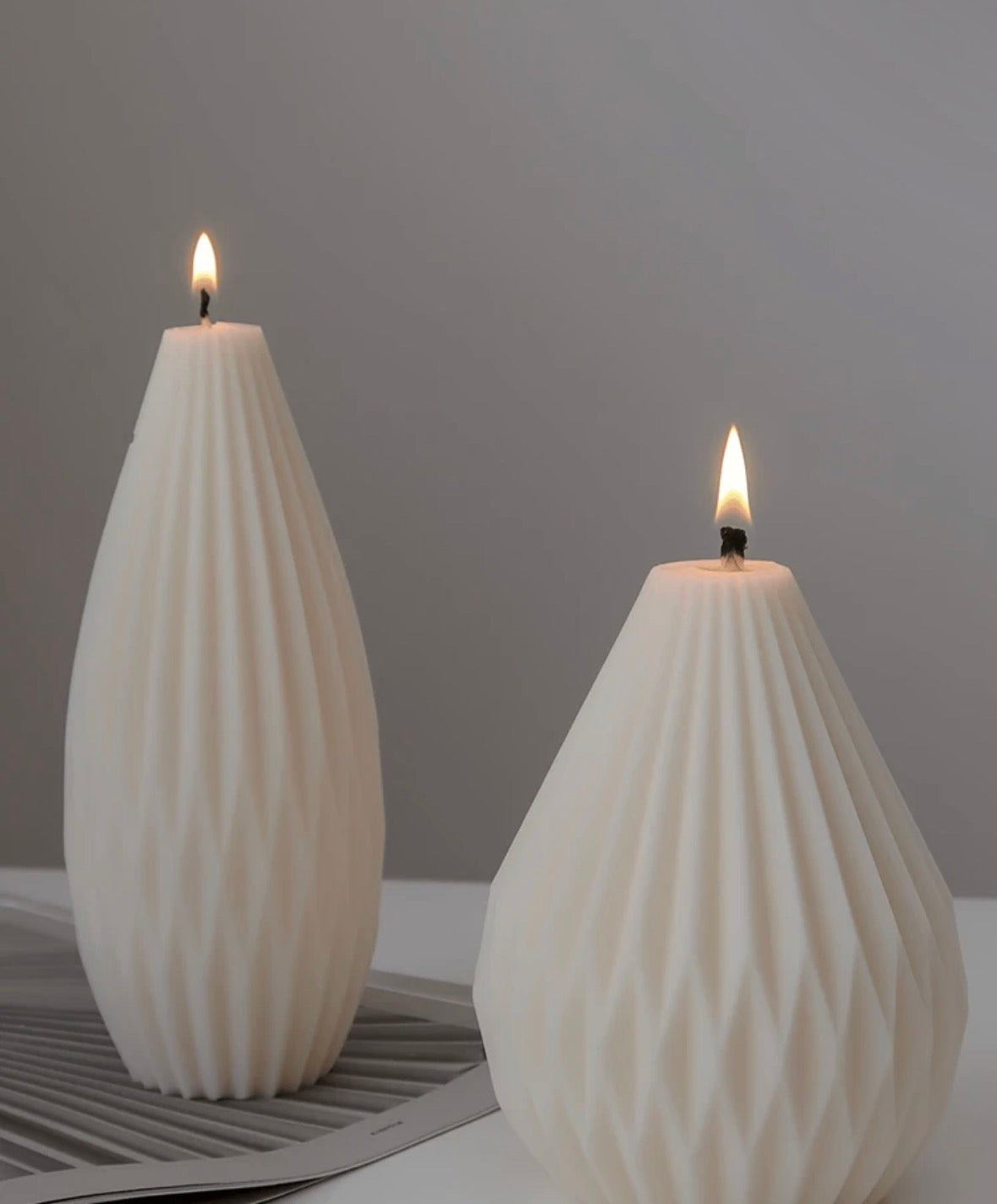 Pear shaped lines and st ripe candles