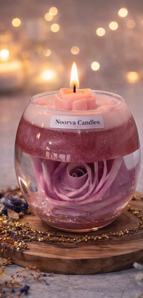 Rose bloom water candle