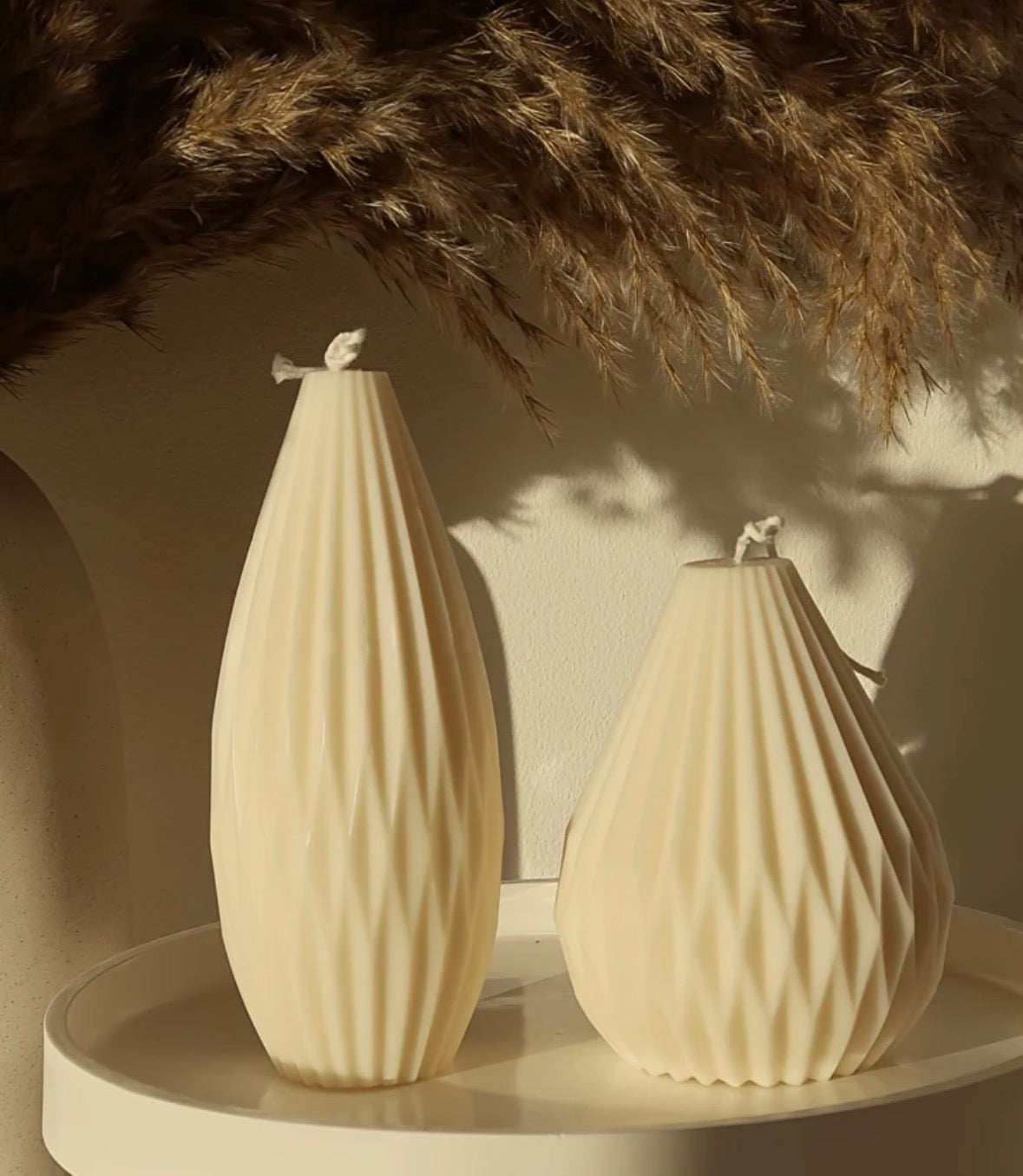 Pear shaped lines and st ripe candles